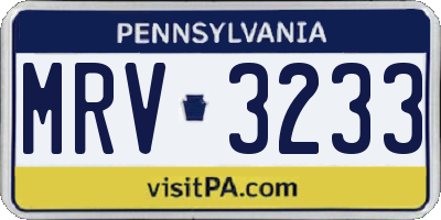 PA license plate MRV3233