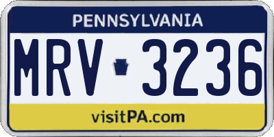 PA license plate MRV3236