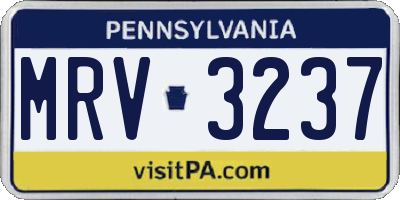PA license plate MRV3237
