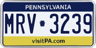 PA license plate MRV3239