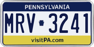 PA license plate MRV3241