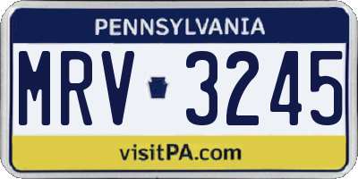 PA license plate MRV3245