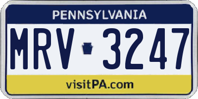 PA license plate MRV3247