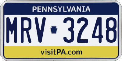 PA license plate MRV3248