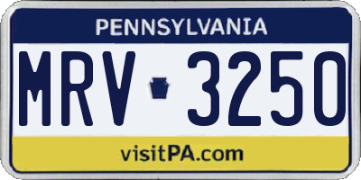 PA license plate MRV3250