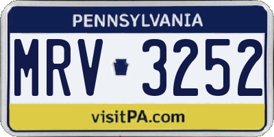 PA license plate MRV3252