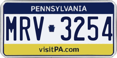 PA license plate MRV3254