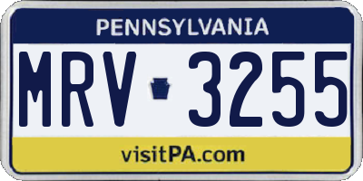 PA license plate MRV3255