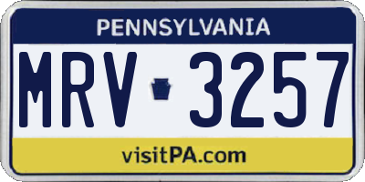 PA license plate MRV3257