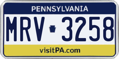 PA license plate MRV3258