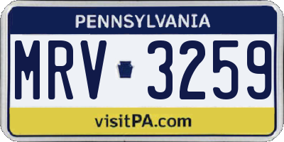 PA license plate MRV3259