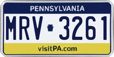 PA license plate MRV3261