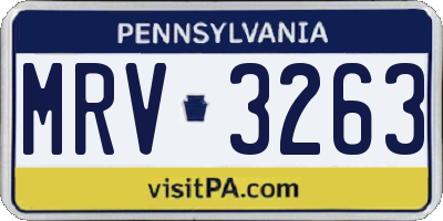 PA license plate MRV3263