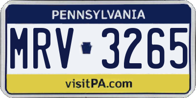PA license plate MRV3265