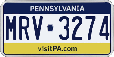 PA license plate MRV3274