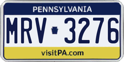 PA license plate MRV3276