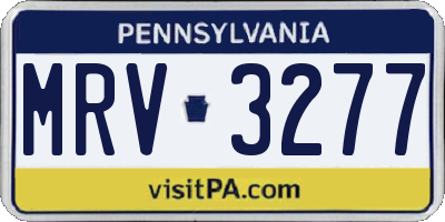 PA license plate MRV3277