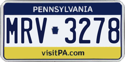 PA license plate MRV3278