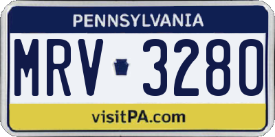 PA license plate MRV3280