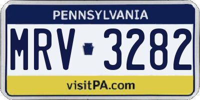 PA license plate MRV3282