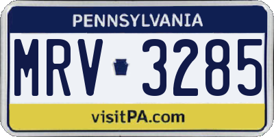 PA license plate MRV3285