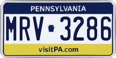 PA license plate MRV3286