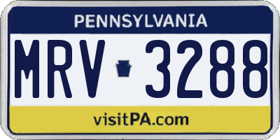 PA license plate MRV3288