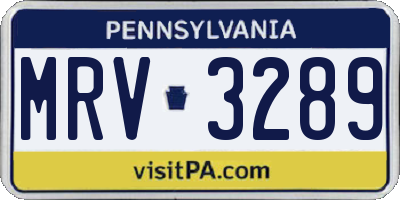 PA license plate MRV3289
