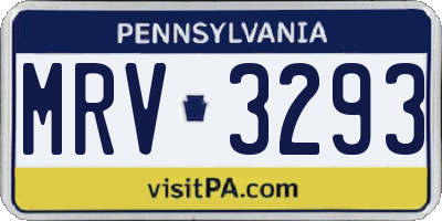 PA license plate MRV3293