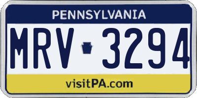 PA license plate MRV3294