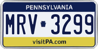 PA license plate MRV3299