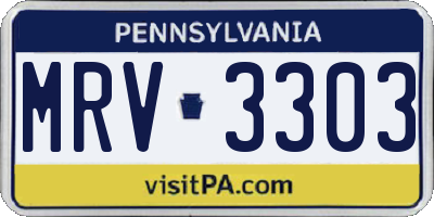 PA license plate MRV3303
