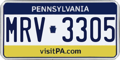 PA license plate MRV3305