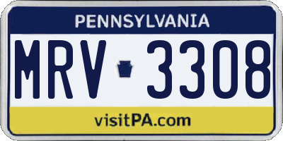 PA license plate MRV3308
