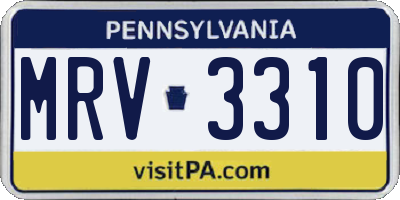 PA license plate MRV3310