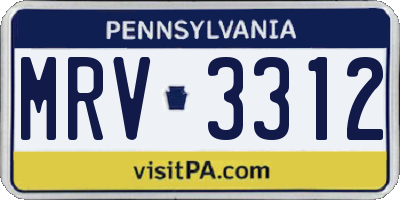 PA license plate MRV3312