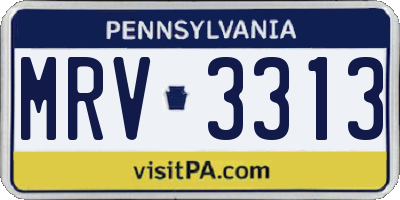 PA license plate MRV3313