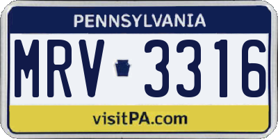 PA license plate MRV3316