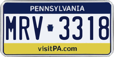 PA license plate MRV3318