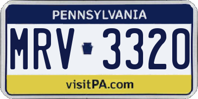 PA license plate MRV3320