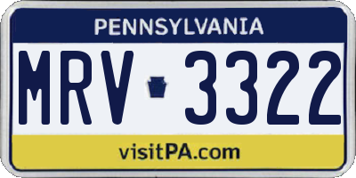 PA license plate MRV3322