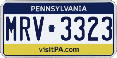 PA license plate MRV3323