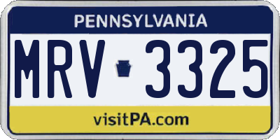 PA license plate MRV3325