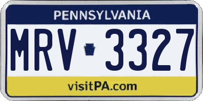 PA license plate MRV3327