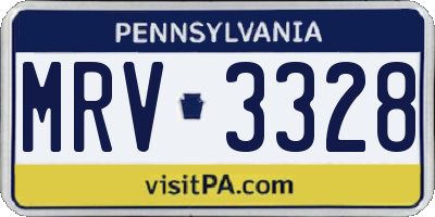 PA license plate MRV3328
