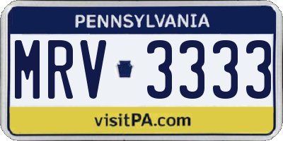 PA license plate MRV3333