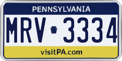 PA license plate MRV3334