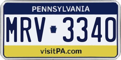 PA license plate MRV3340