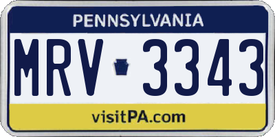 PA license plate MRV3343
