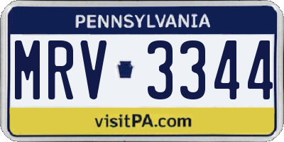 PA license plate MRV3344